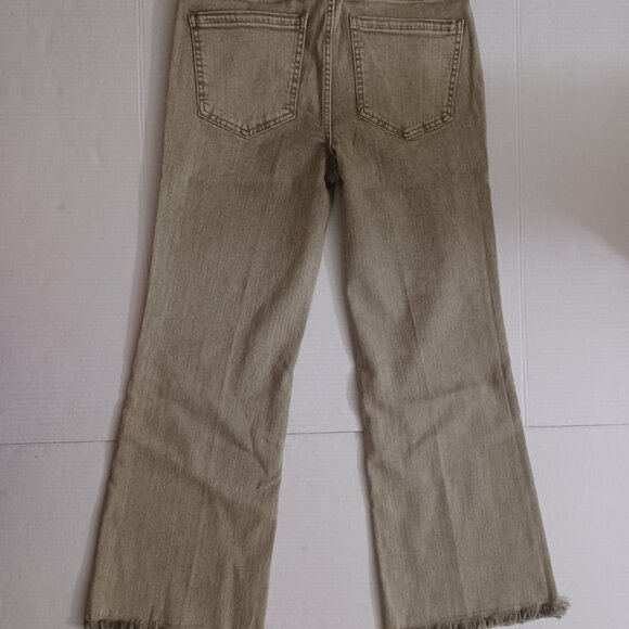 LIVERPOOL HANNAH CROP FLARE FRAY HEM MINERAL LAUREL OLIVE SIZE 4/27 - Picture 13 of 15